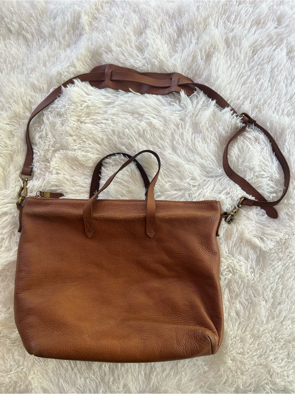 Madewell Transport Satchel Burnished Caramel Leather Bag